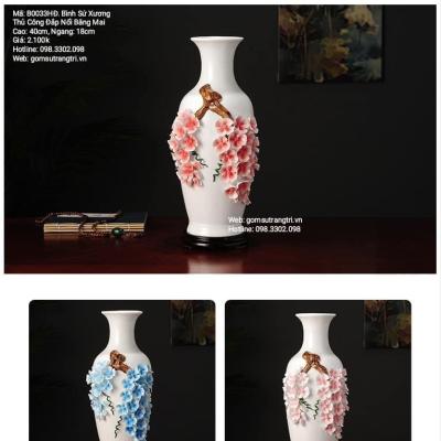 BÌNH SỨ XƯƠNG THỦ CÔNG ĐẮP NỔI BĂNG MAI